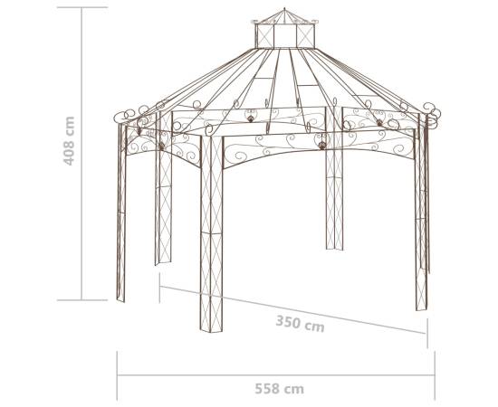 Pavilion de grădină, maro antichizat, 558x350x408 cm, fier, 6 image