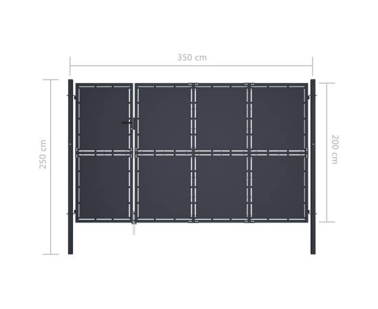 Poartă de grădină, antracit, 350 x 200 cm, oțel, 5 image