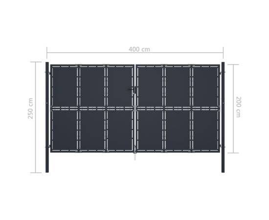 Poartă de grădină, antracit, 400 x 200 cm, oțel, 5 image
