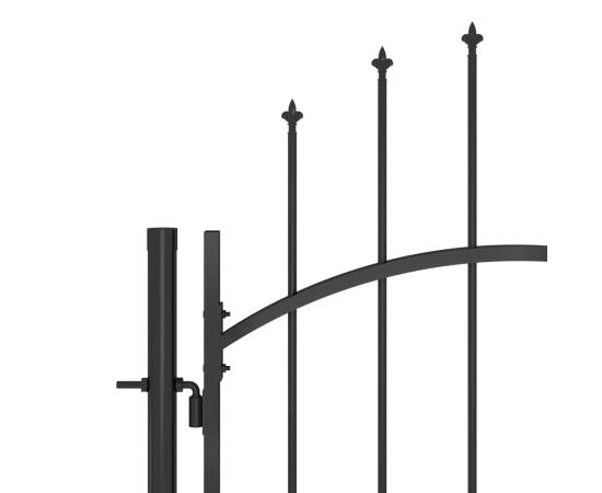 Poartă gard pentru grădină cu vârf suliță, negru 5 x 1,75 m, 4 image