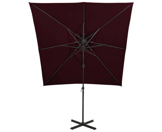 Umbrelă suspendată cu înveliș dublu, roșu bordo, 250x250 cm, 5 image