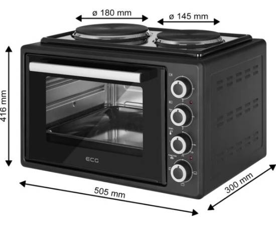 Cuptor electric ecg eth 3501b, 35 litri, 1400 w, 2 plite, iluminare interioara,, 18 image