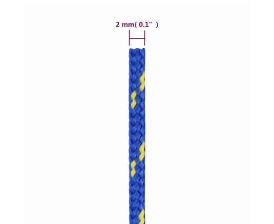 Frânghie de barcă, albastru, 2 mm, 50 m, polipropilenă, 6 image