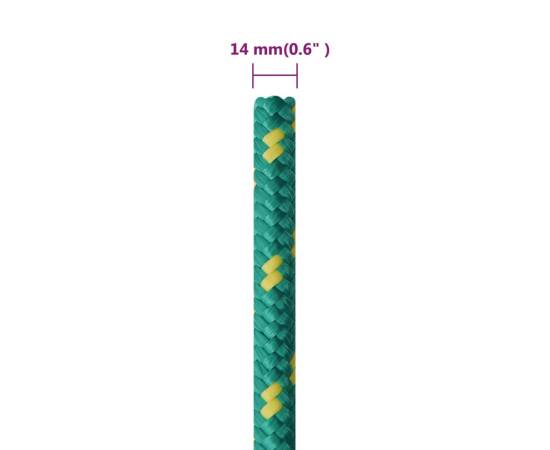 Frânghie de barcă, verde, 14 mm, 25 m, polipropilenă, 6 image