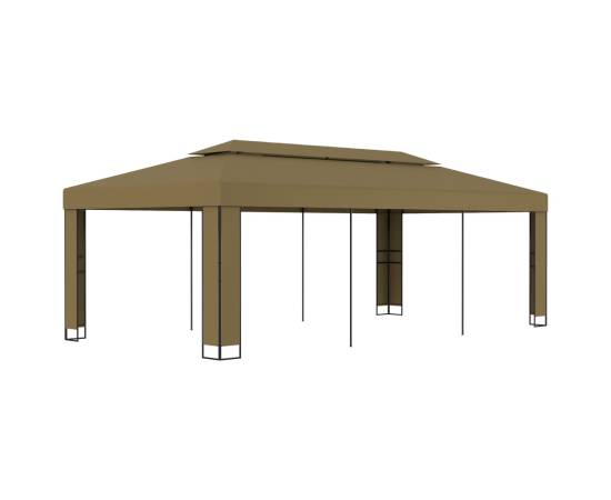 Pavilion cu acoperiș dublu, gri taupe, 3 x 6 m, 180 g/m²