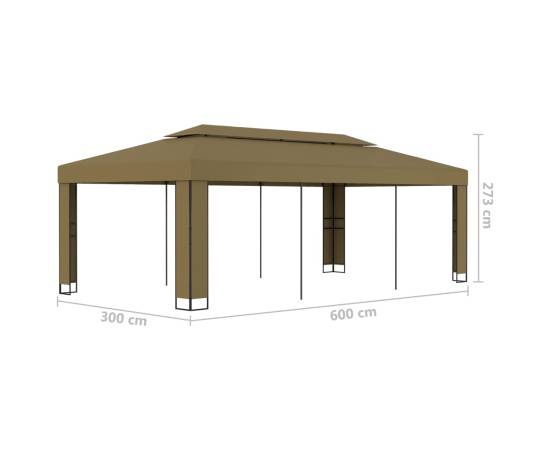 Pavilion cu acoperiș dublu, gri taupe, 3 x 6 m, 180 g/m², 6 image