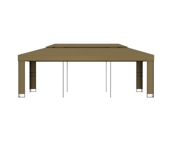 Pavilion cu acoperiș dublu, gri taupe, 3 x 6 m, 180 g/m², 2 image