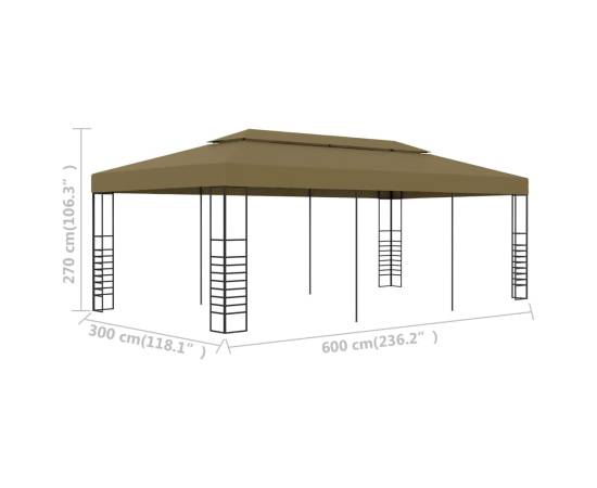 Pavilion de grădină, gri taupe, 6 x 3 x 2,7 m, 180 g/m², 6 image