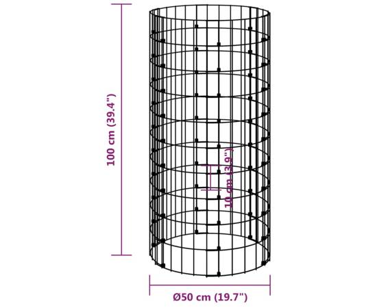 Stâlp de gabion, Ø50x100 cm, oțel galvanizat, circular, 6 image