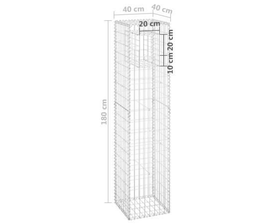 Stâlp tip coș gabion, 40x40x180 cm, fier, 6 image