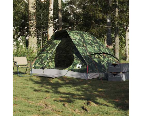 Cort de camping cupolă pentru 2 persoane, camuflaj, impermeabil, 3 image