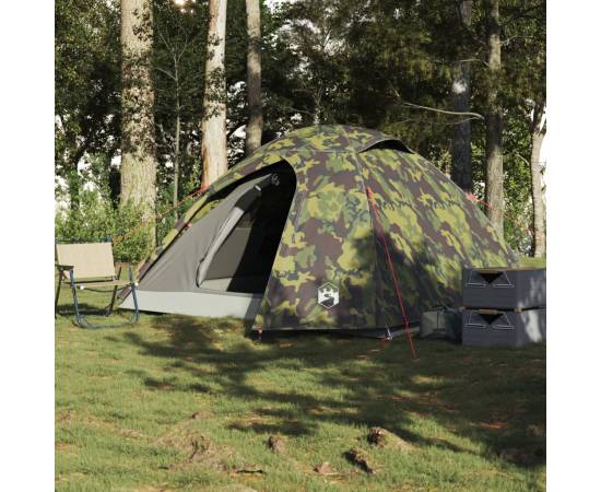 Cort de camping cupolă pentru 3 persoane, camuflaj, impermeabil, 3 image