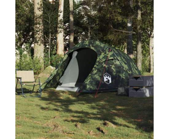 Cort de camping tunel pentru 3 persoane, camuflaj, impermeabil, 3 image