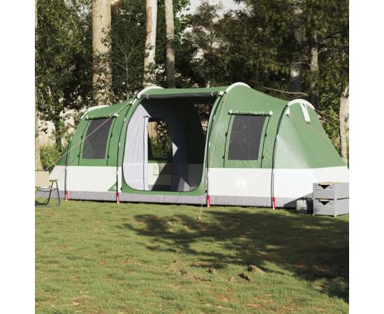 Cort de camping tunel pentru 4 persoane, verde, impermeabil