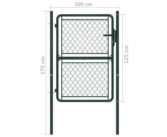 Poartă de gard, verde, 100 x 125 cm, oțel, 4 image