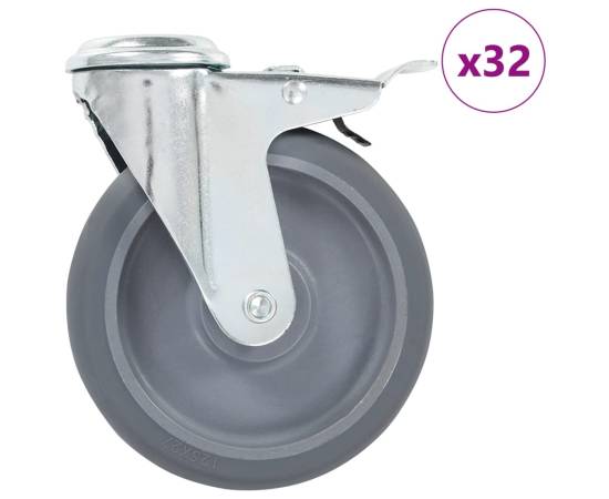 Roți pivotante cu gaură pentru șurub, 32 buc., 125 mm