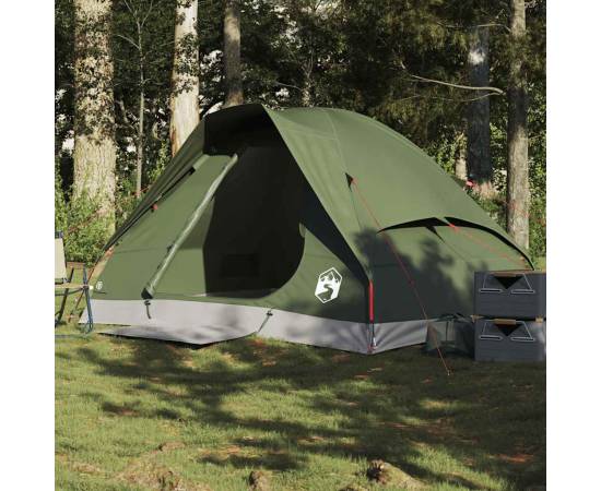 Cort camping cupolă 2 persoane verde măsliniu impermeabil