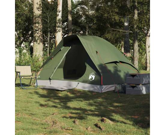 Cort camping cupolă 2 persoane verde măsliniu impermeabil, 3 image