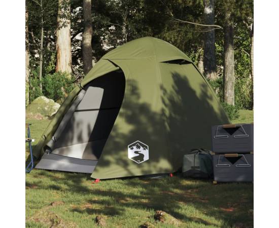 Cort camping cupolă 2 persoane verde măsliniu impermeabil