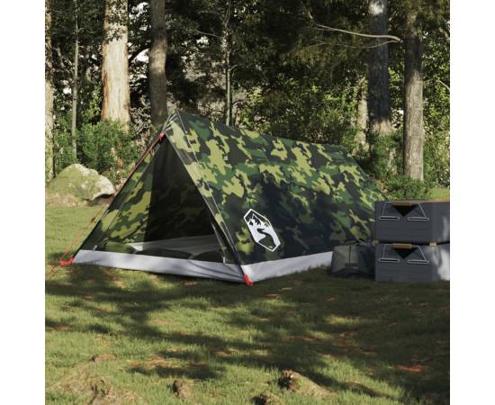 Cort camping pentru 2 persoane, camuflaj, impermeabil