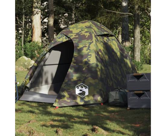 Cort de camping cupolă pentru 2 persoane, camuflaj, impermeabil