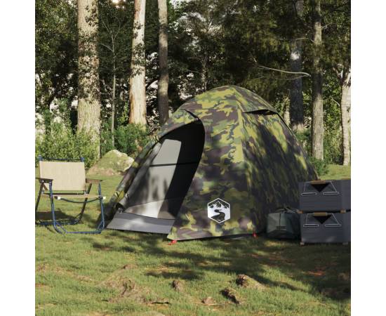 Cort de camping cupolă pentru 2 persoane, camuflaj, impermeabil, 3 image