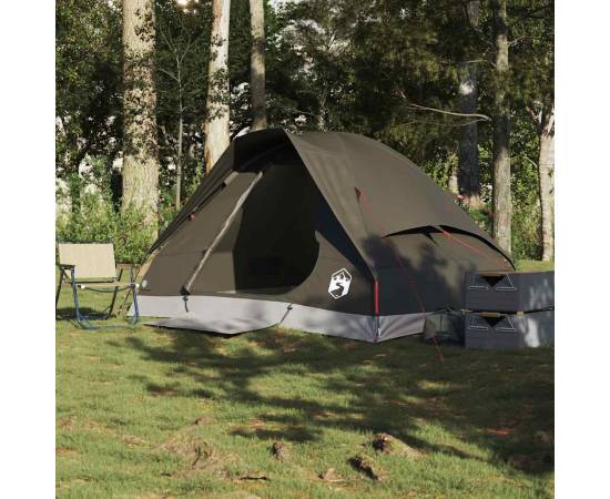 Cort de camping cupolă pentru 2 persoane, maro, impermeabil, 3 image