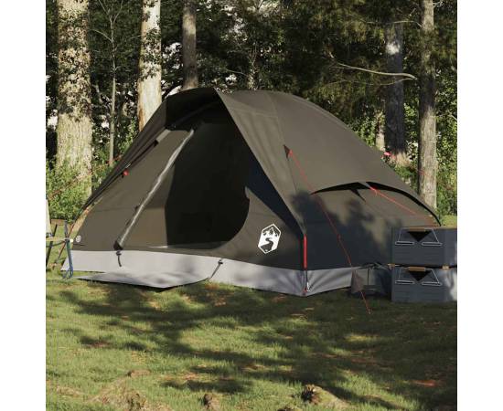 Cort de camping cupolă pentru 2 persoane, maro, impermeabil