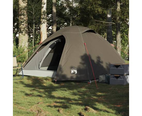 Cort de camping cupolă pentru 3 persoane, maro, impermeabil