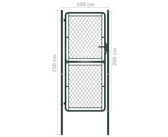 Poartă de grădină, verde, 100 x 200 cm, oțel, 4 image