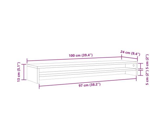 Suport monitor, lemn vechi, 100 x 24 x 13 cm, lemn prelucrat, 10 image