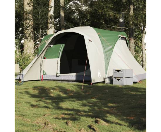 Cort de camping cupolă pentru 6 persoane, verde, impermeabil