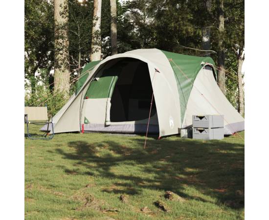 Cort de camping cupolă pentru 6 persoane, verde, impermeabil, 3 image