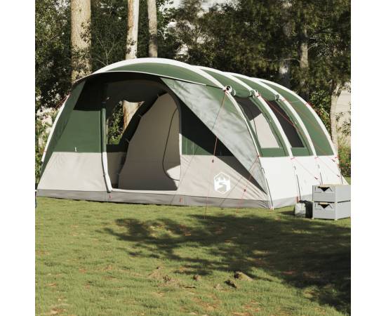 Cort de camping tunel pentru 5 persoane, verde, impermeabil