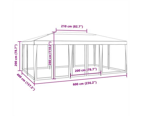 Cort de petrecere cu 10 pereți din plasă, albastru, 6x4 m hdpe, 8 image