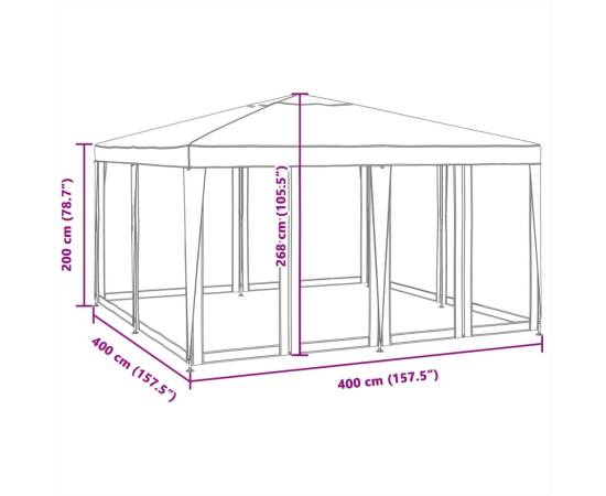 Cort de petrecere cu 4 pereți din plasă, alb, 4x4 m, hdpe, 8 image