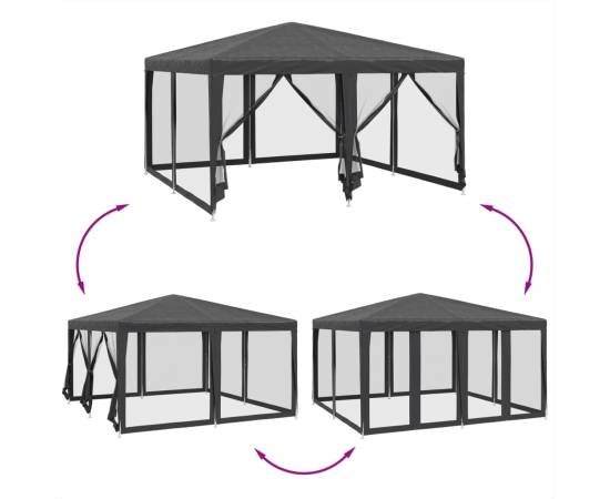 Cort de petrecere cu 8 pereți din plasă, antracit, 4x4 m, hdpe, 6 image