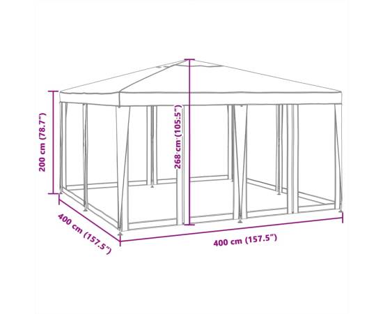 Cort de petrecere cu 8 pereți din plasă, antracit, 4x4 m, hdpe, 8 image