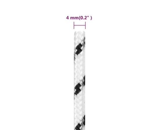 Frânghie împletită pentru barcă, alb, 4 mm x 500 m, poliester, 5 image