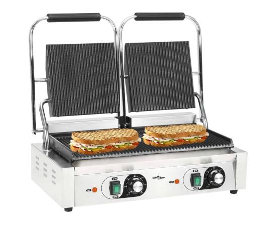 Grill panini dublu cu striații, 57x30,5x20 cm, 3600 w