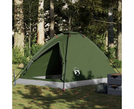 Cort camping cupolă 4 persoane verde măsliniu impermeabil