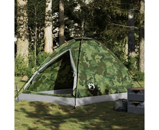 Cort de camping cupolă pentru 4 persoane, camuflaj, impermeabil