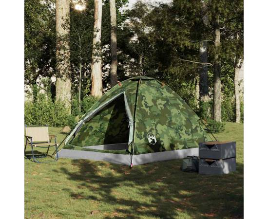 Cort de camping cupolă pentru 4 persoane, camuflaj, impermeabil, 3 image