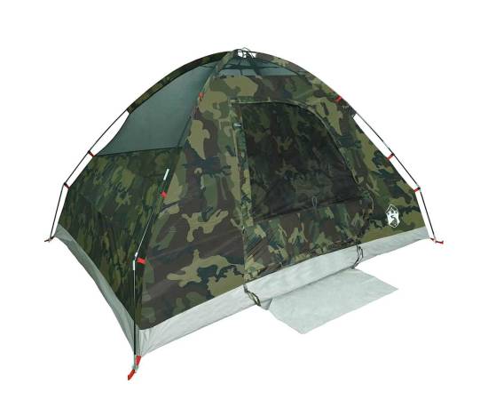 Cort de camping cupolă pentru 4 persoane, camuflaj, impermeabil, 8 image