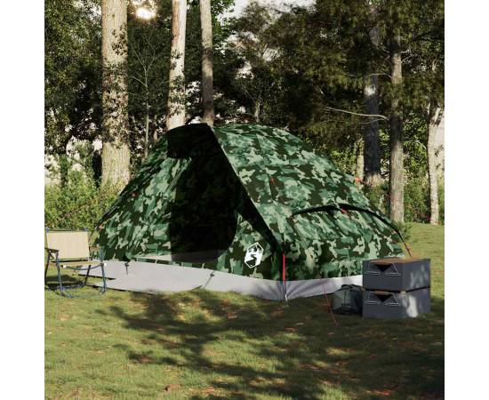 Cort de camping cupolă pentru 4 persoane, camuflaj, impermeabil, 3 image