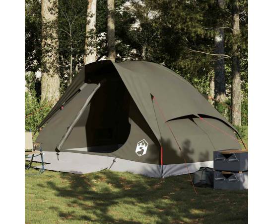 Cort de camping cupolă pentru 4 persoane, maro, impermeabil