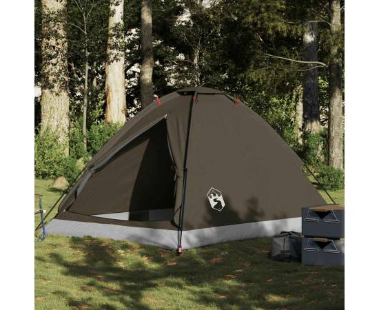 Cort de camping cupolă pentru 4 persoane, maro, impermeabil