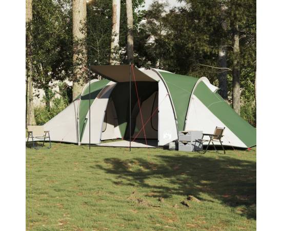 Cort de camping cupolă pentru 6 persoane, verde, impermeabil