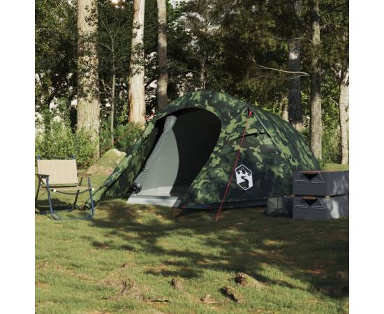 Cort de camping tunel pentru 2 persoane, camuflaj, impermeabil, 3 image