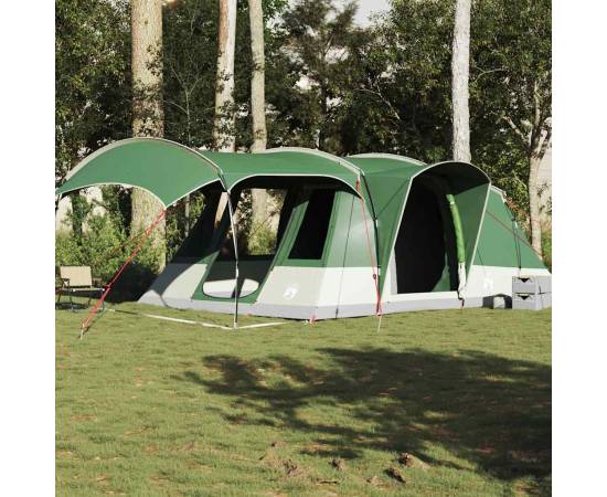 Cort de camping tunel pentru 5 persoane, verde, impermeabil